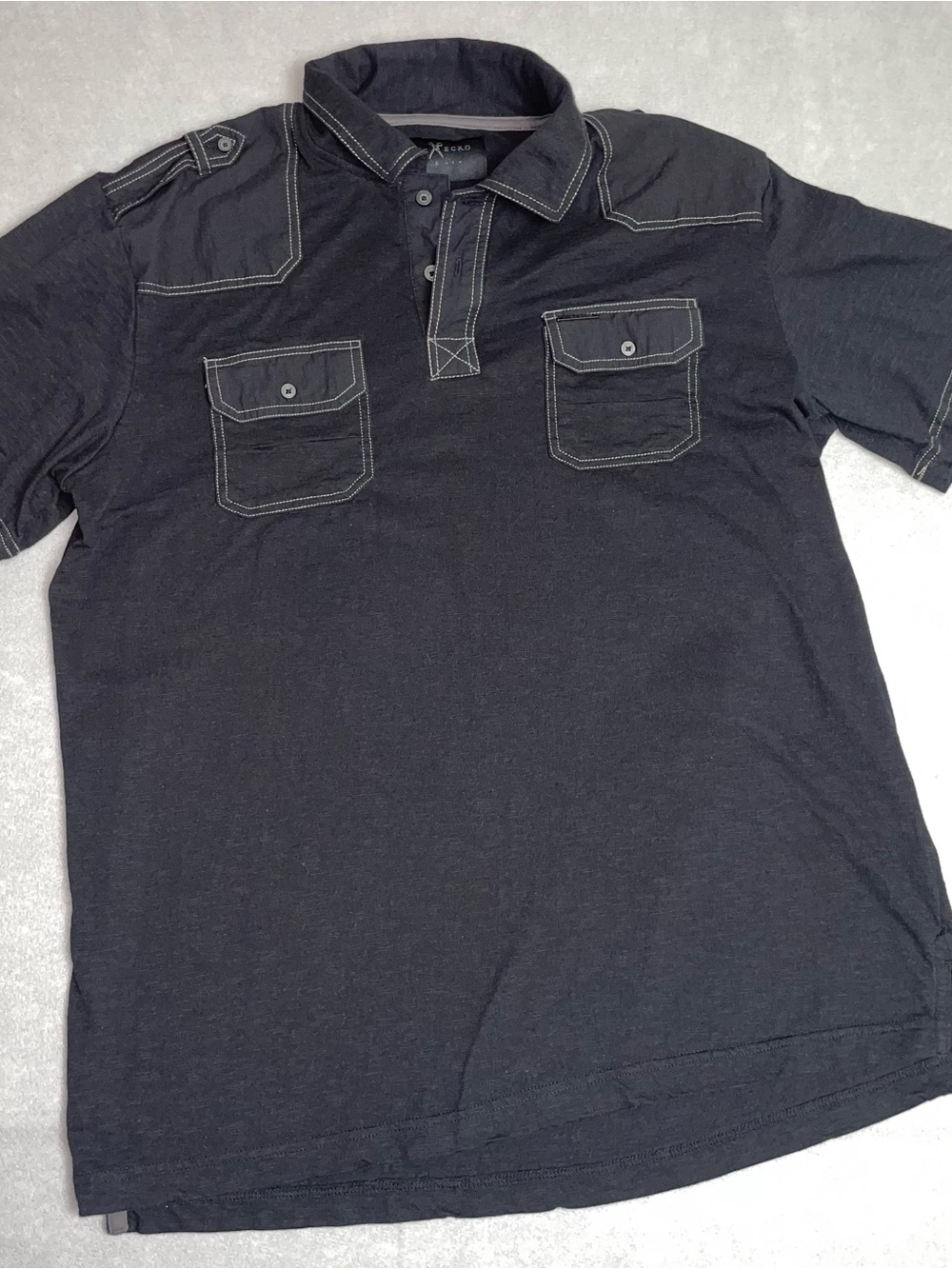 Marc Ecko Black Short-Sleeve Polo with Contrast Stitching